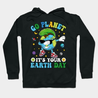 Dabbing Earth Day 2024 Groovy Go Planet Hoodie